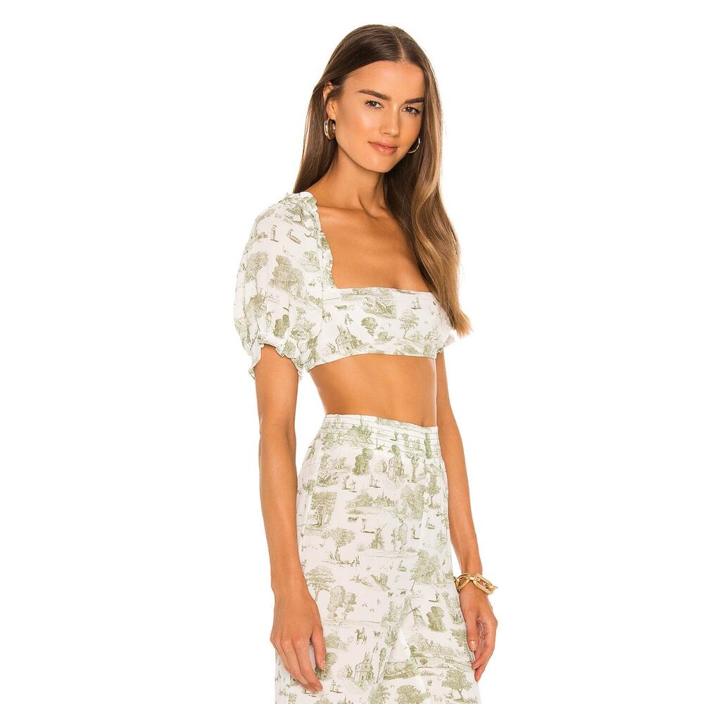 WeWoreWhat green white semi sheer 2 piece‎ set - Picture 9 of 10